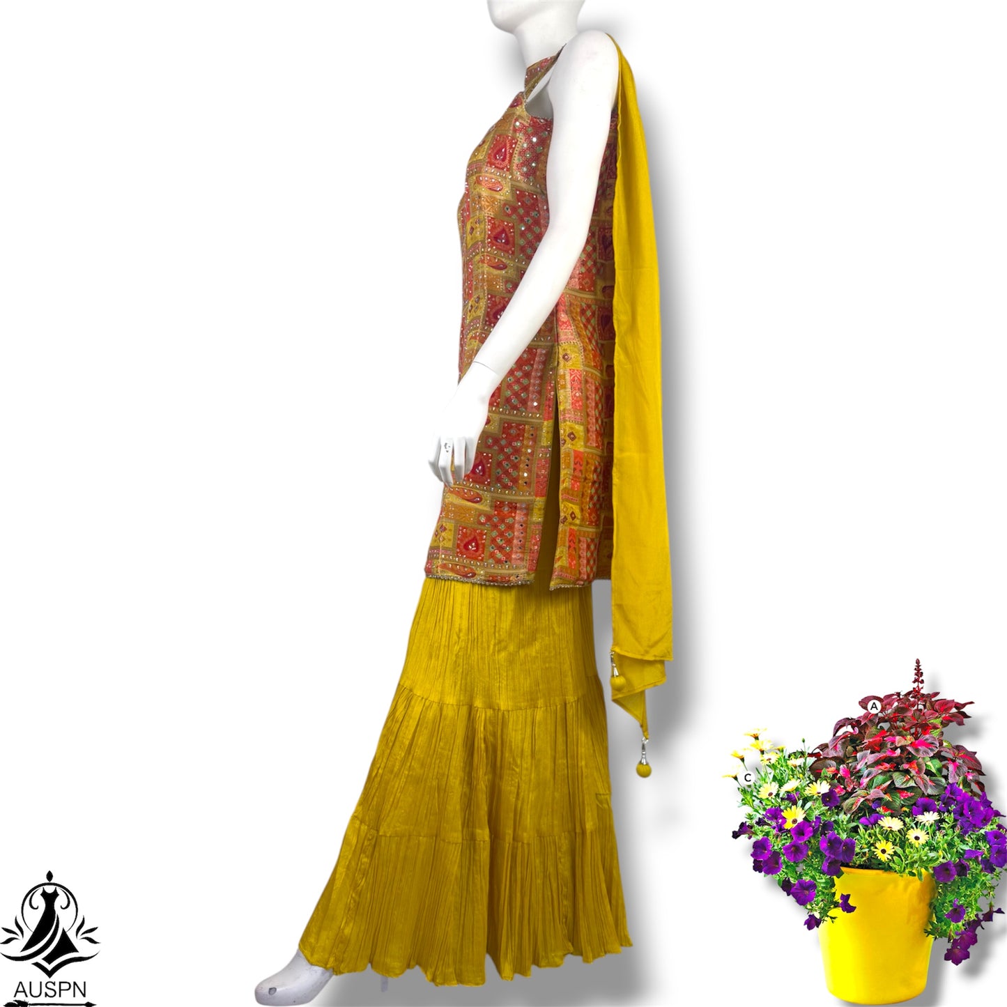 Noor sharara - Purple Printed Embellished Kurta