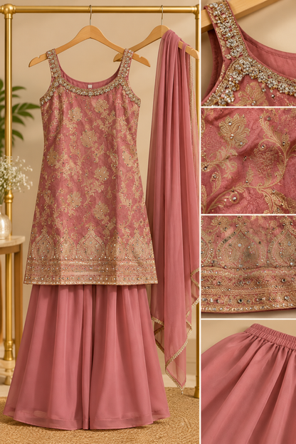 Aadhya Peach Gold Suit