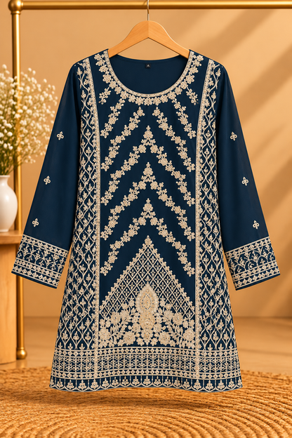 Mustard Yellow Embroidered 3-Piece Suit Set with Trouser & Dupatta