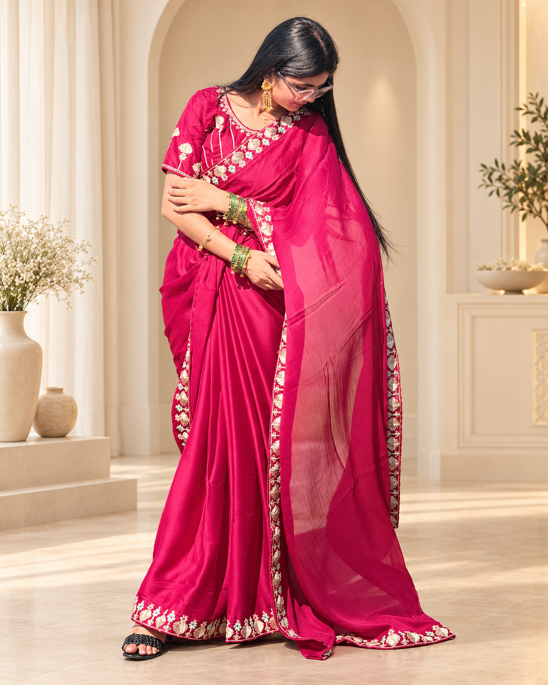 Pardesi pink saree