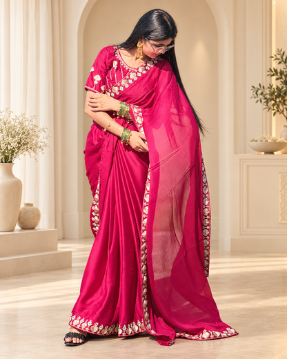Pardesi pink saree