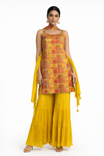 Noor sharara - Purple Printed Embellished Kurta