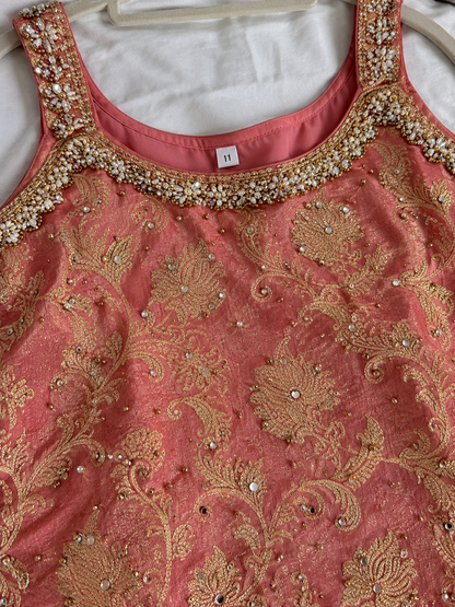 Aadhya Peach Gold Suit