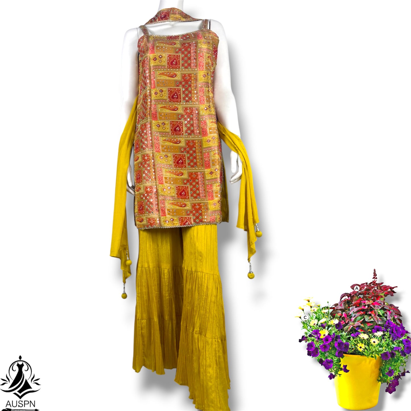 Noor sharara - Purple Printed Embellished Kurta