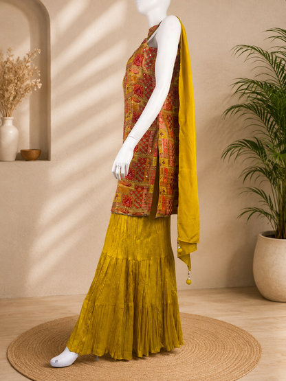 Noor sharara - Purple Printed Embellished Kurta