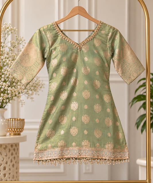 Mint ghera sharara set