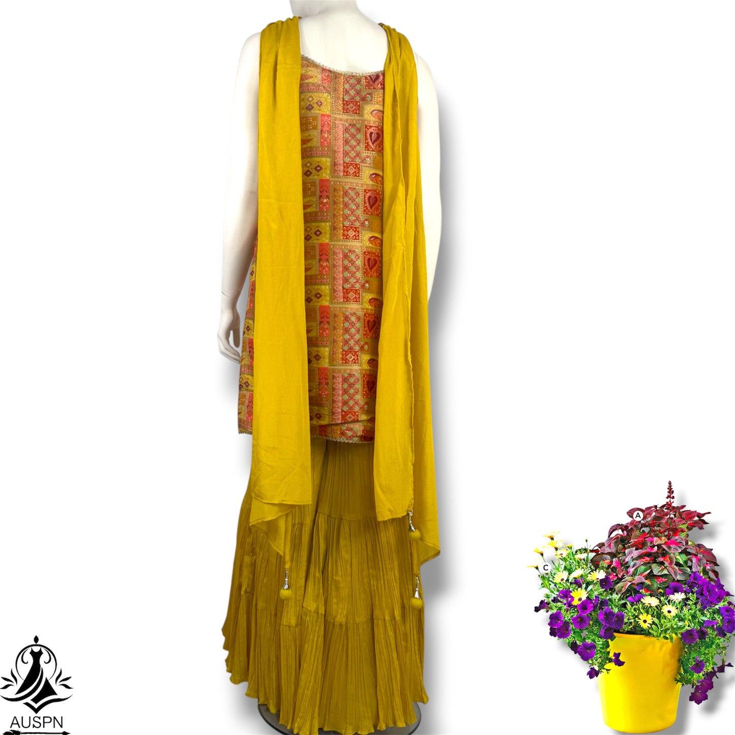 Noor sharara - Purple Printed Embellished Kurta
