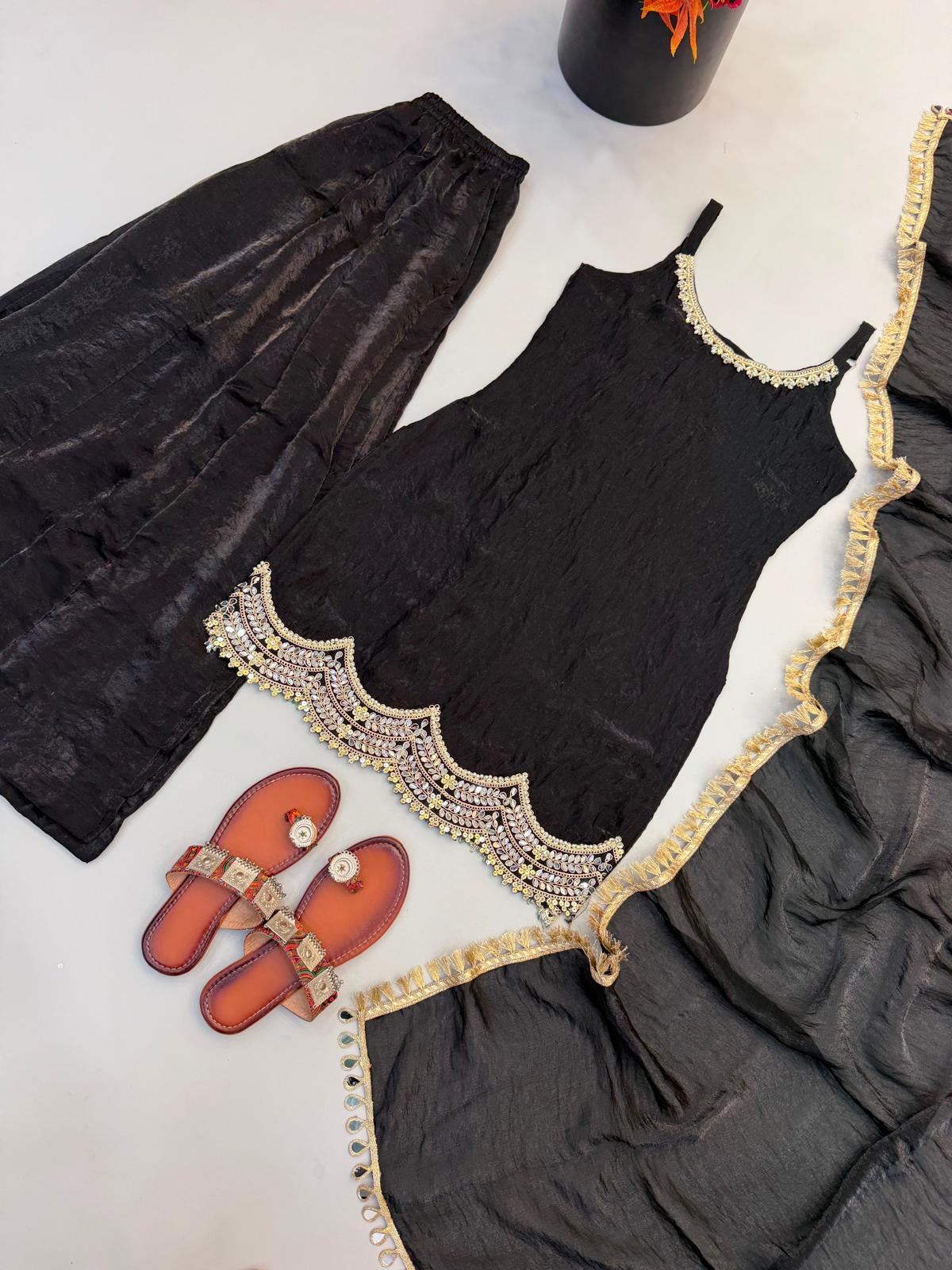 Noor-e-Siyah Black Palazzo Set