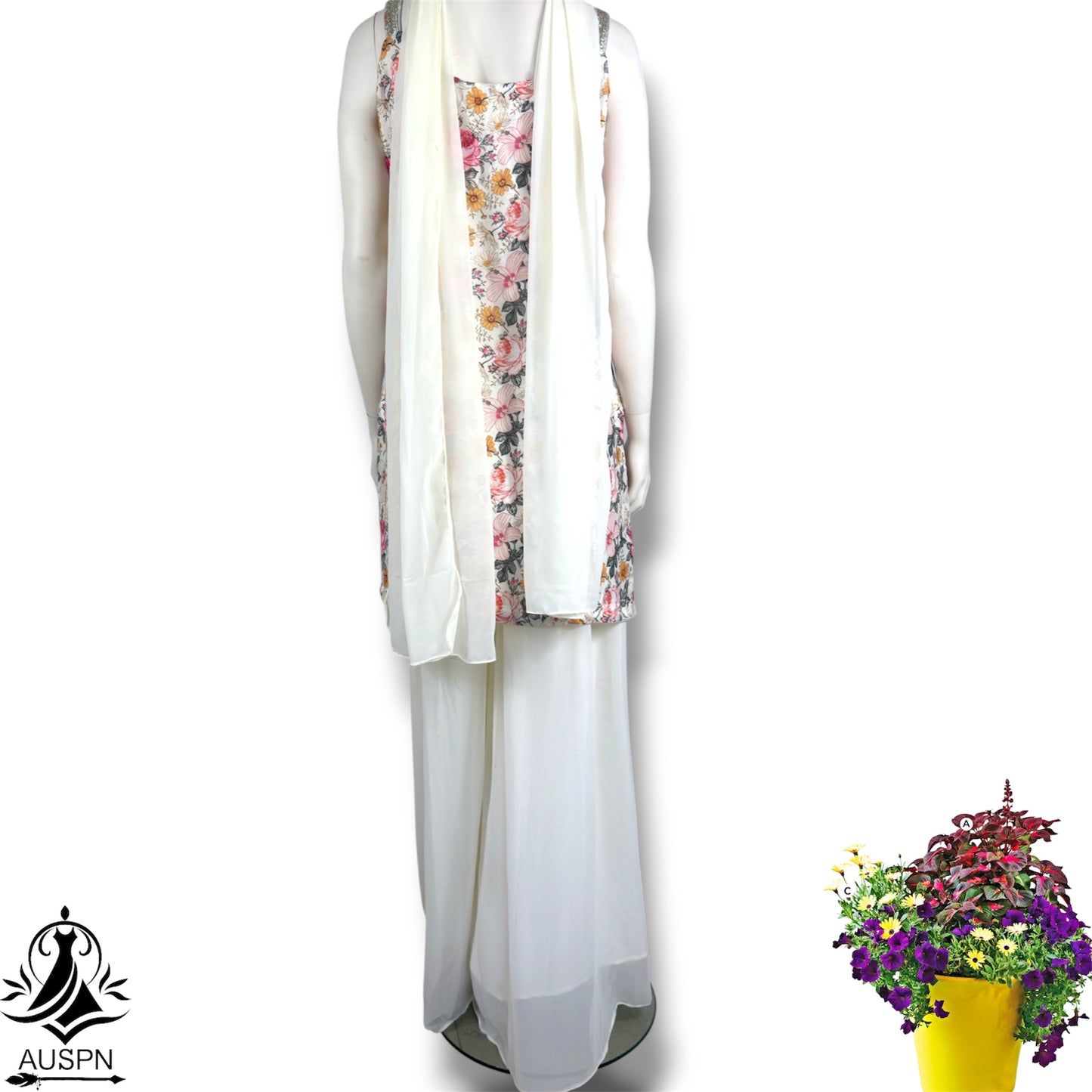 Lime Green Floral Embroidered Sharara Set with Dupatta