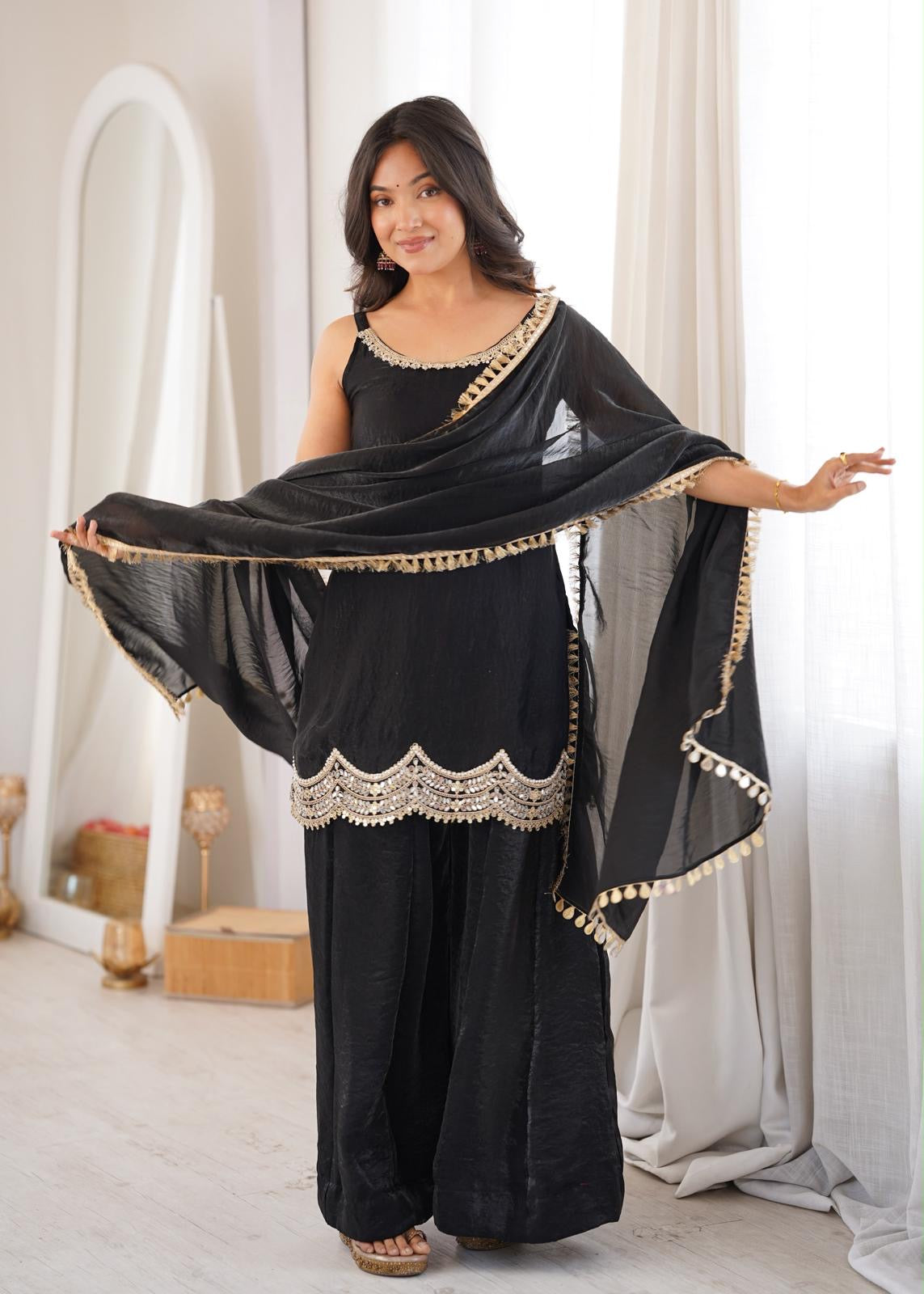 Noor-e-Siyah Black Palazzo Set