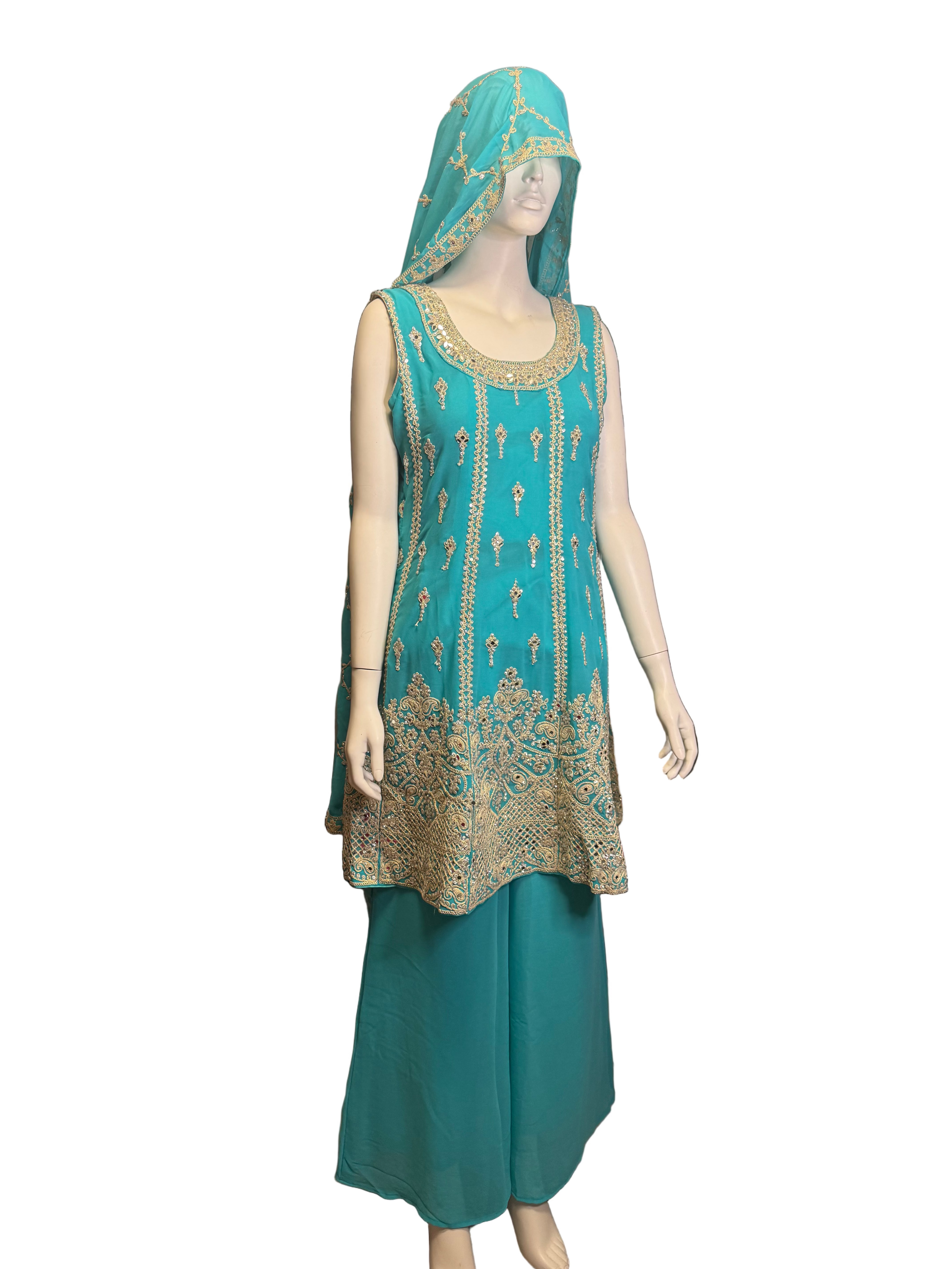 Kameez with Sharara separate full sleeves given