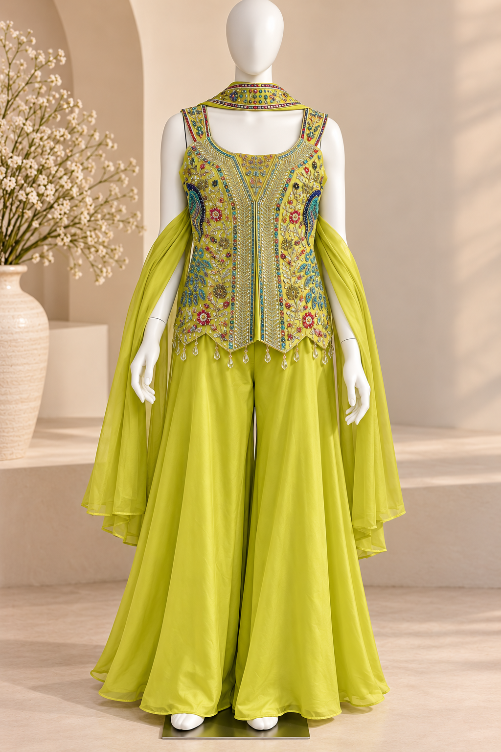 Morni lime sharara set