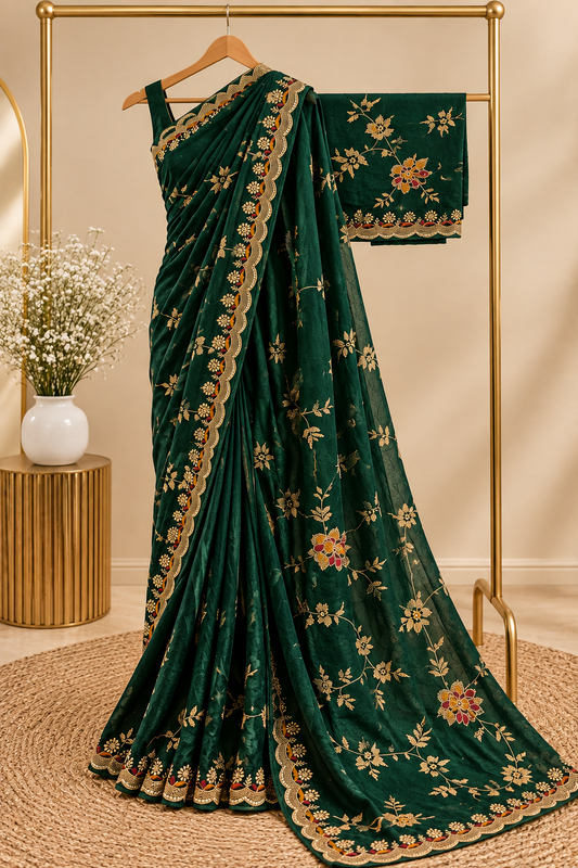 Green pari saree