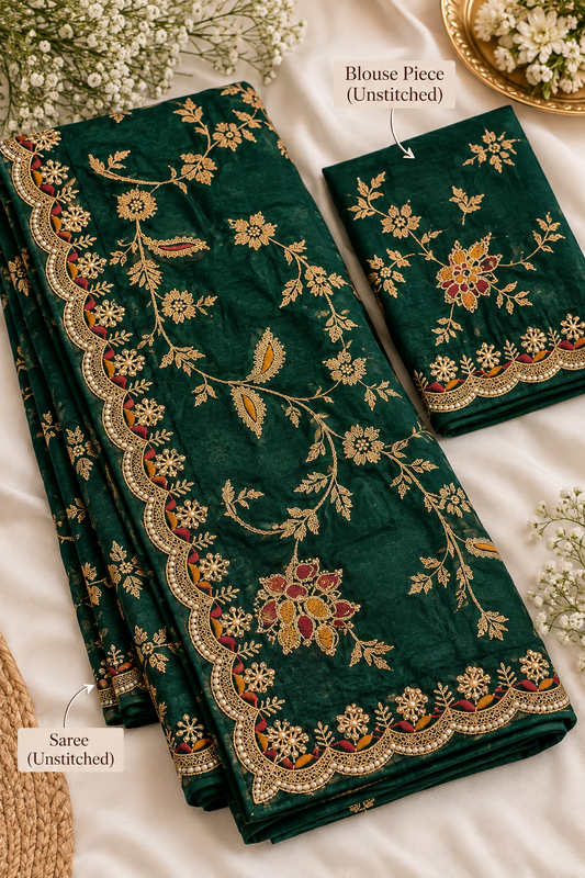 Green pari saree