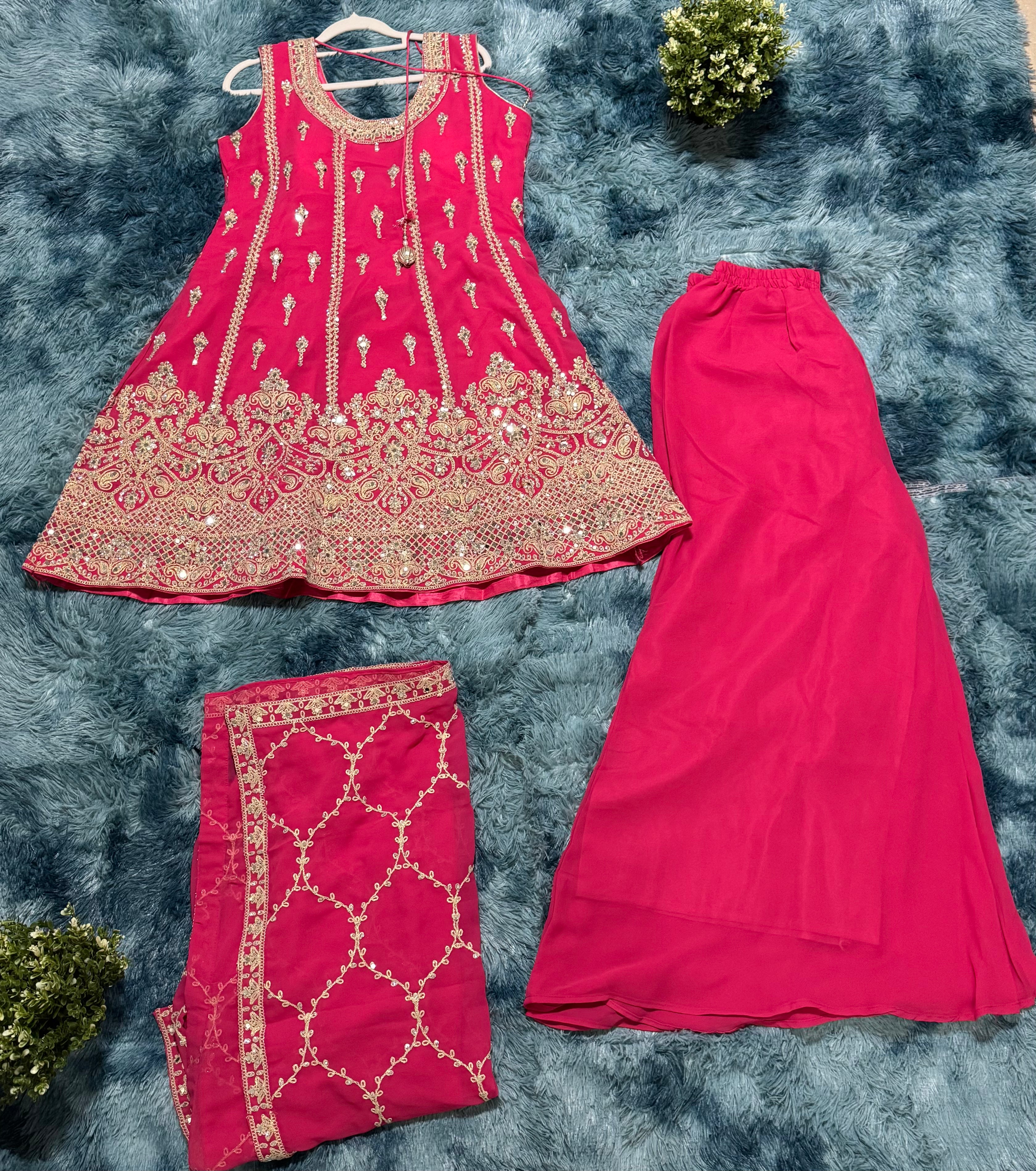 Kameez with Sharara separate full sleeves given