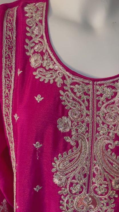 Rani Pink Embroidered Dhoti Suit Set
