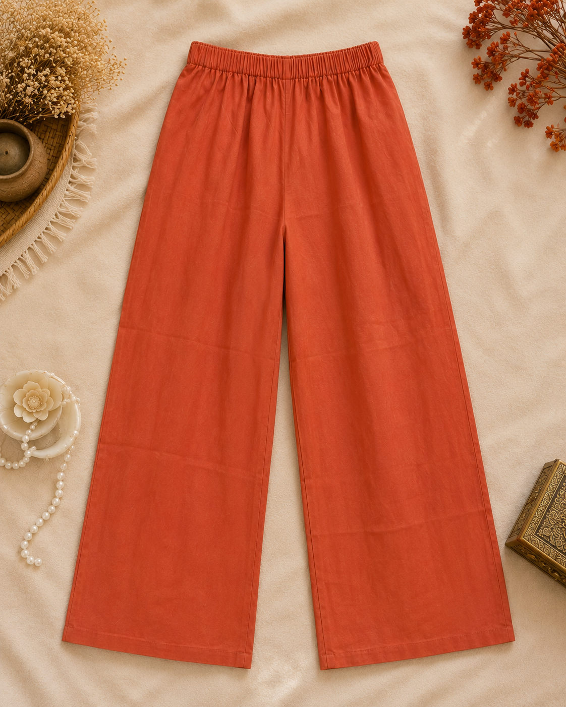 Rust orange straight trousers from three piece ethnic suit set